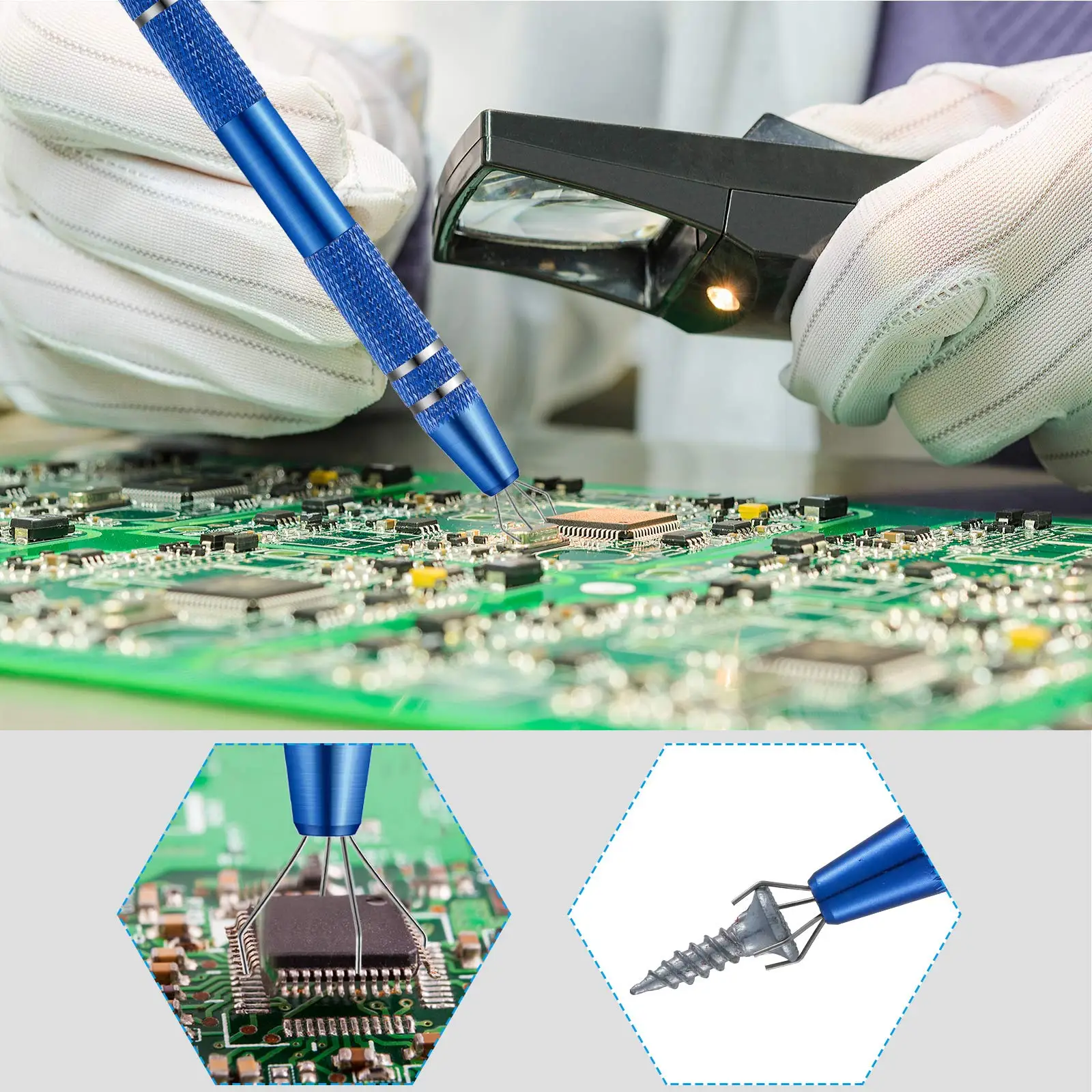 Professional 4 Claws Tweezers IC Extractor Jewelry Tweezers Precision Parts Clamp Tweezers Electronic Component Pick Up Puller thumbnail 5