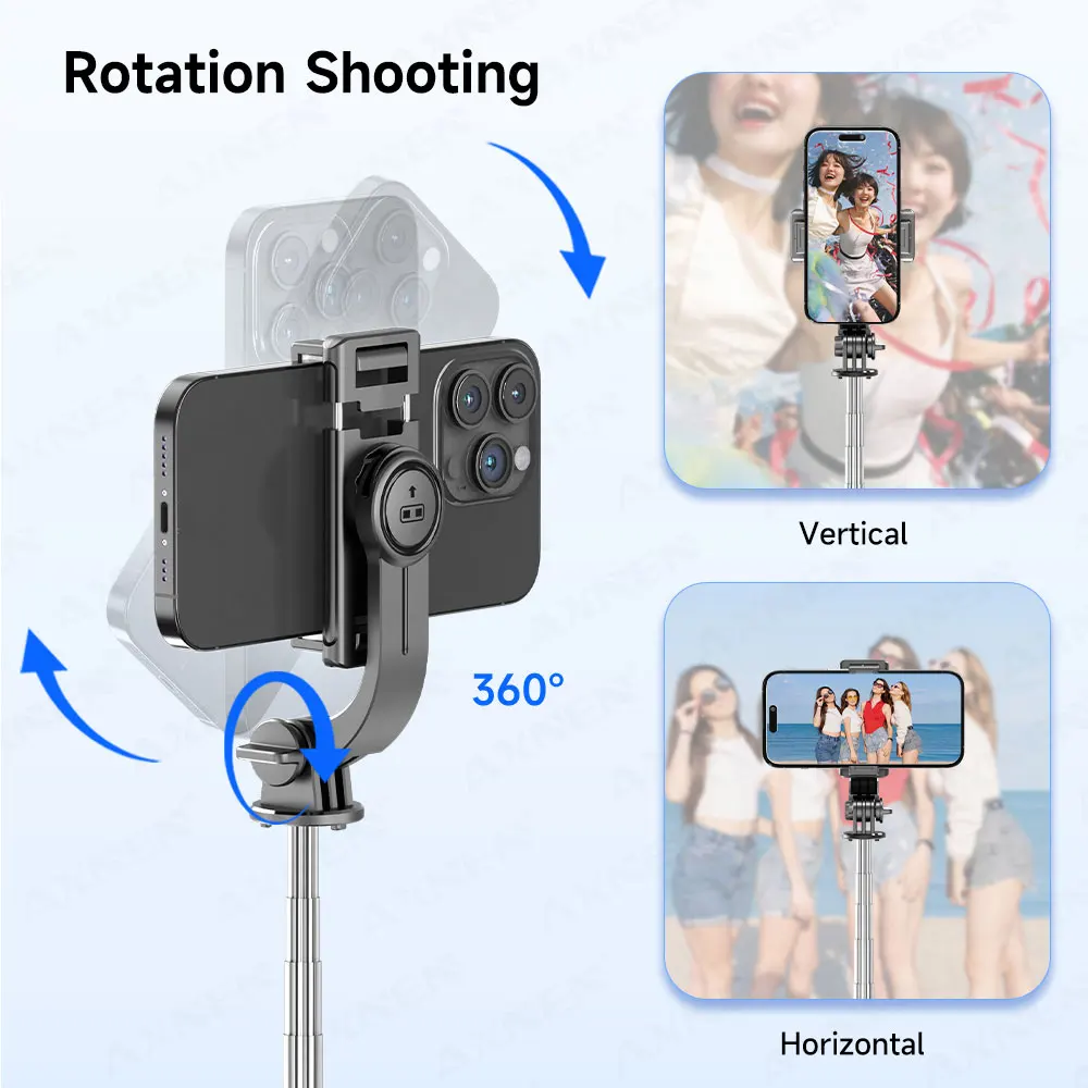 Selfie Stick Tripod with Detachable Bluetooth Remote, 360° Rotation,Extendable Pole, Fill Light Option, for iPhone Android Phone thumbnail 4