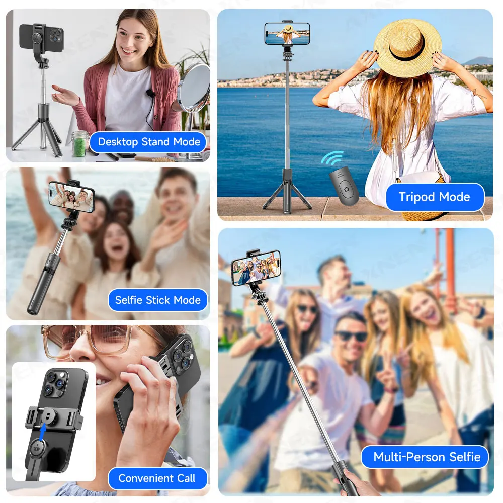 Selfie Stick Tripod with Detachable Bluetooth Remote, 360° Rotation,Extendable Pole, Fill Light Option, for iPhone Android Phone thumbnail 6