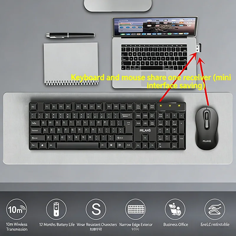 2.4G Wireless Keyboard Mouse Set 104 Keys Standard Keyboard Gaming Keyboard Mouse Kit for Android TV Box Laptop PC Accessories thumbnail 6