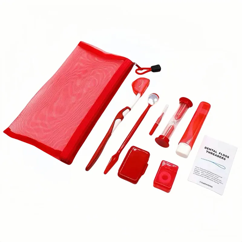 8pcs/set Dental Care Brush Kit Orthodontic Teeth Cleaning Tool Foldable Toothbrush Interdental Brush Floss Thread Wax Travel Kit thumbnail 6