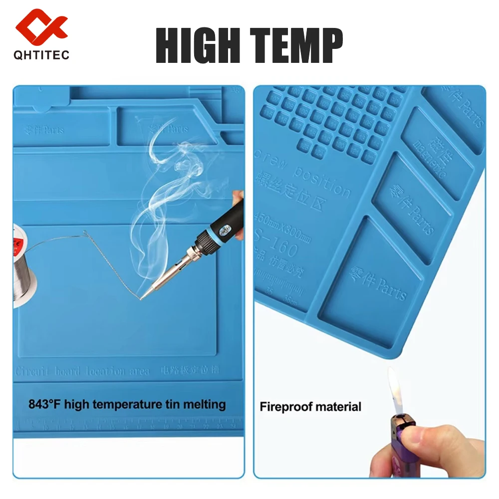 Silicone Soldering Pad Desk Platform Mat for Welding Station Iron Phone PC Repair Magnetic Heat Insulation No Lead S-160 thumbnail 2
