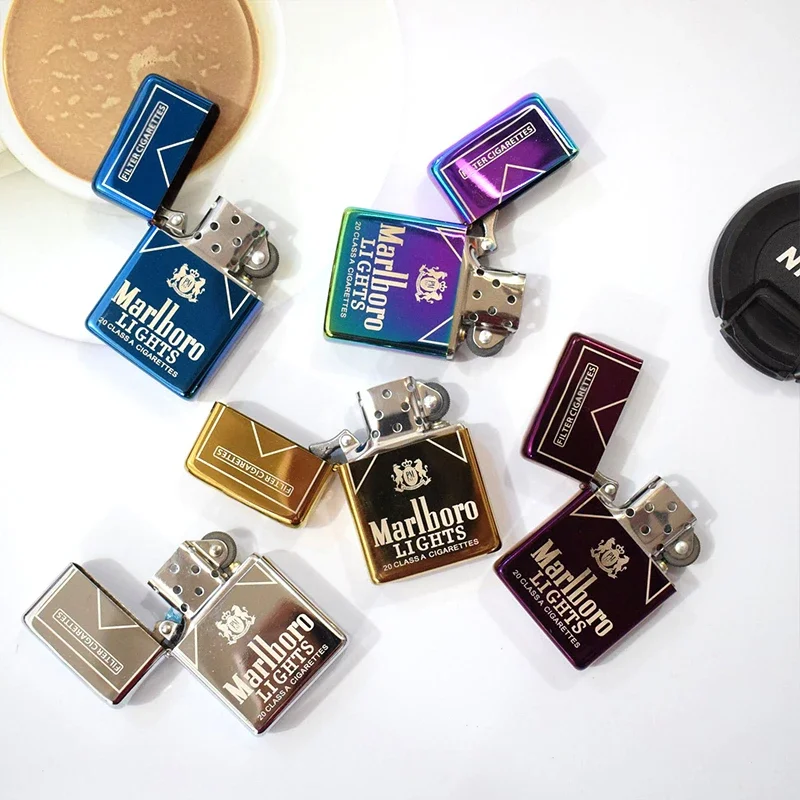 Marlboro Classic Lighter Metal Grinding Wheel  Kerosene Lighter Men's Smoking Tool Accessories Can Be Customized with Patterns
