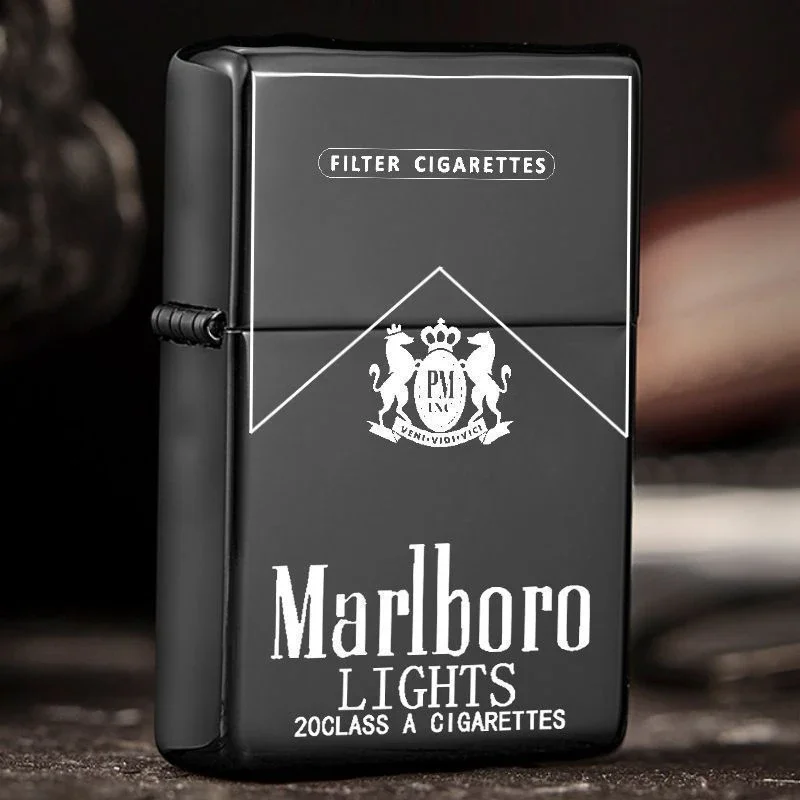 Marlboro Classic Lighter Metal Grinding Wheel  Lighter Men's Smoking Tool Accessories Can Be Customized with Patterns