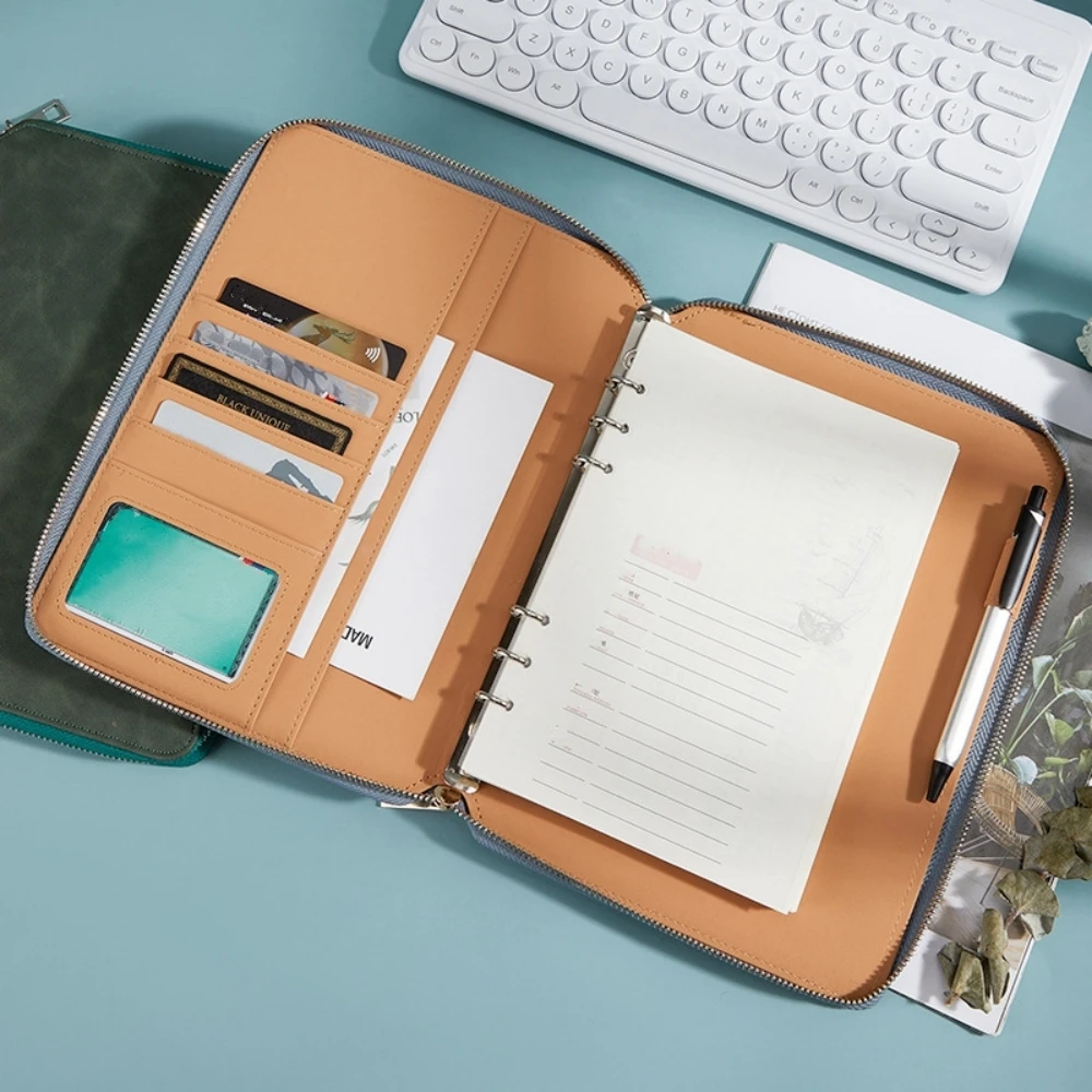 Business zipper bag note book A5 loose-leaf notebook Office notepad book multi-functional imitation leather meeting record book thumbnail 4