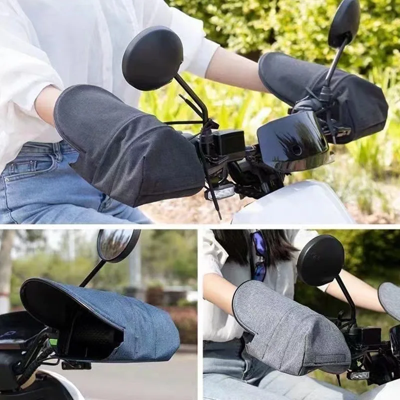 1 Pair Motorcycle Handlebar Gloves Waterproof Sun Protection Gloves Hand Shield Motorcycle Handlebar Muffs Bike Handle Cover thumbnail 2