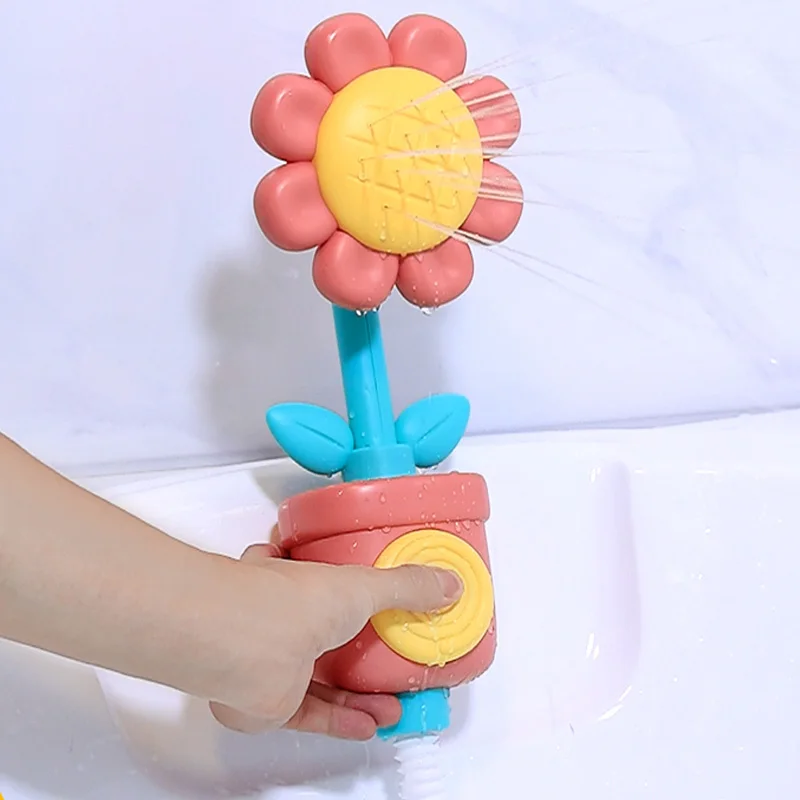 Baby Sunflower Shower Bath Toy Sprinkler Head Spray Water Shower Swim Pool Bathing Bath Ball With Manual Device For Kids Gift thumbnail 3