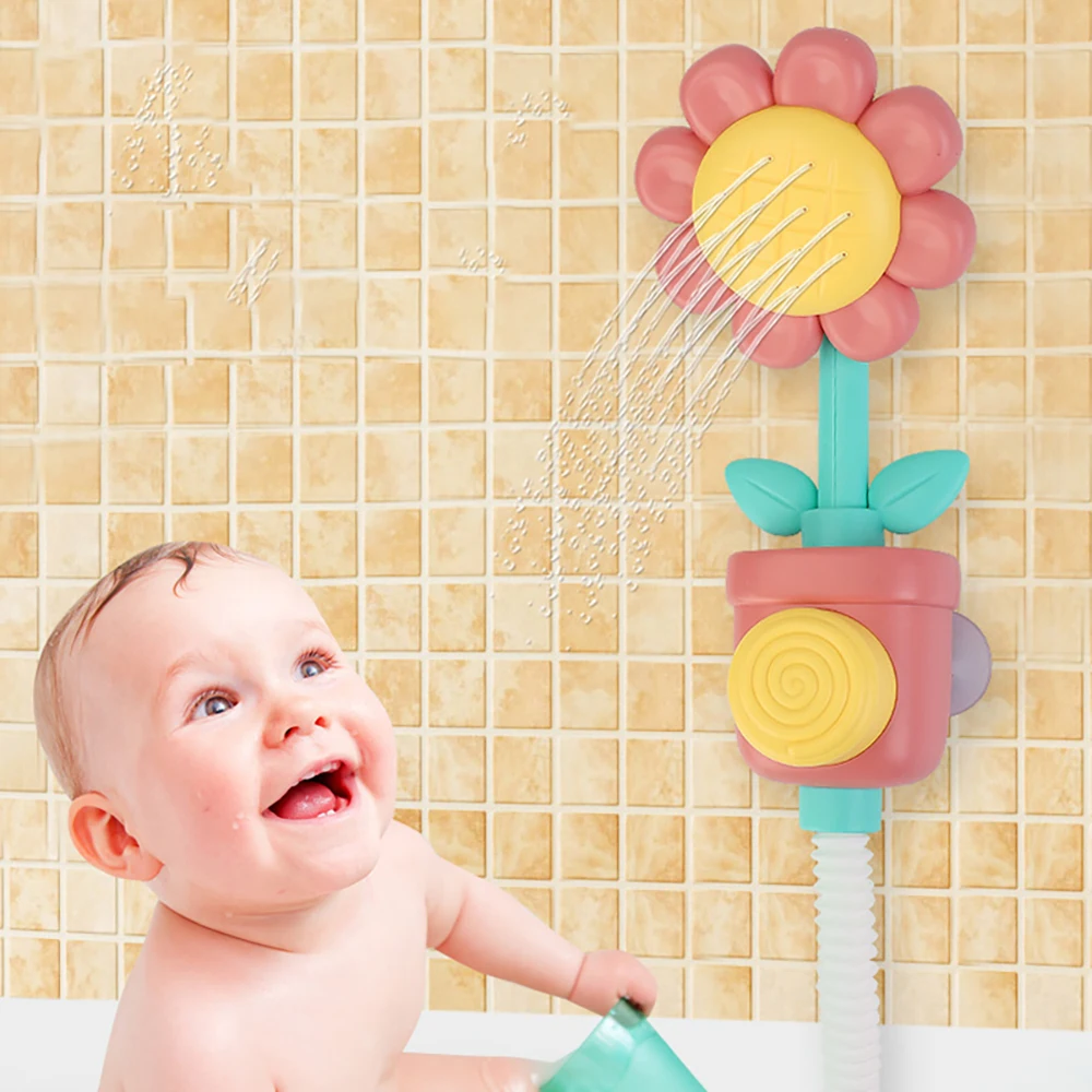 Baby Sunflower Shower Bath Toy Sprinkler Head Spray Water Shower Swim Pool Bathing Bath Ball With Manual Device For Kids Gift thumbnail 5