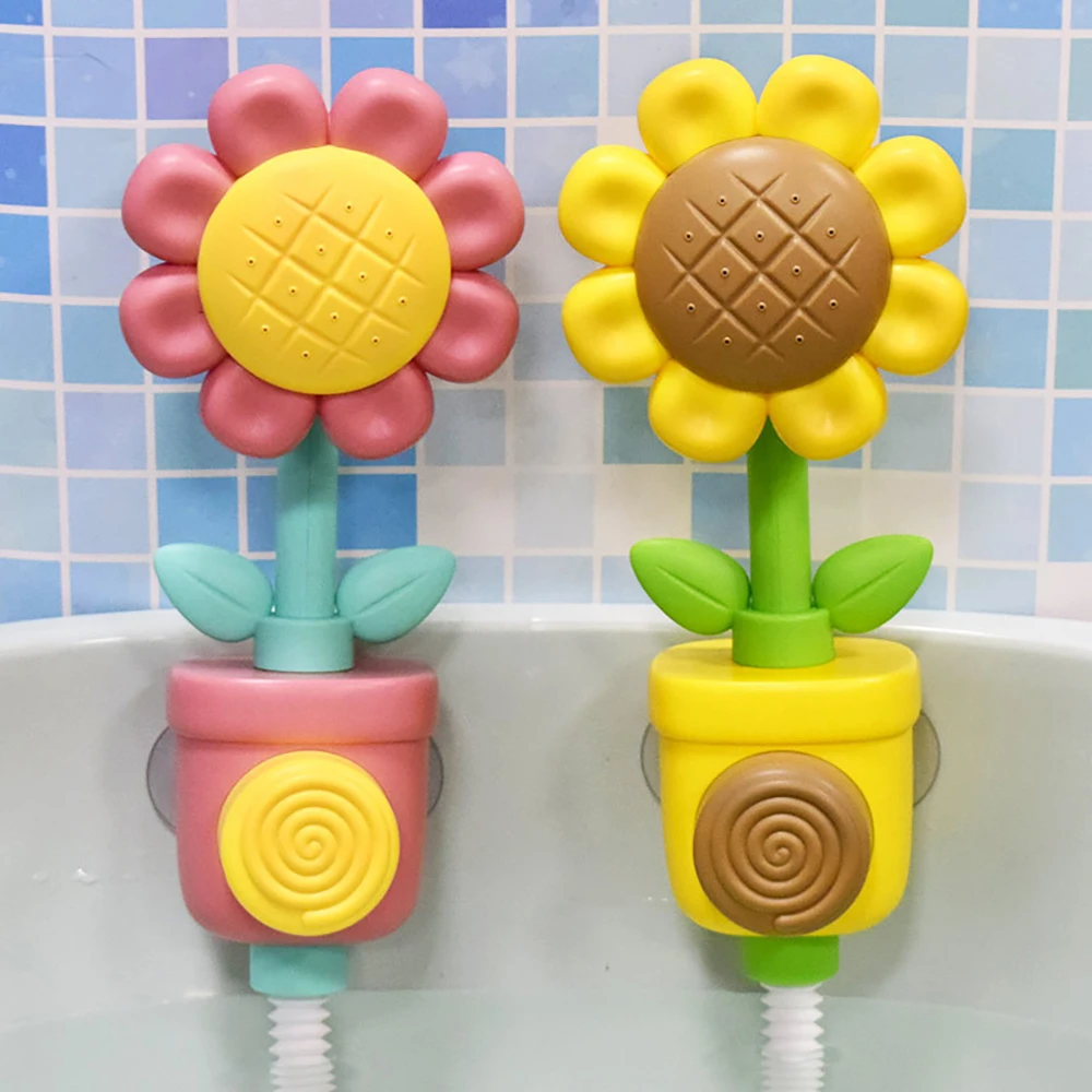 Baby Sunflower Shower Bath Toy Sprinkler Head Spray Water Shower Swim Pool Bathing Bath Ball With Manual Device For Kids Gift thumbnail 4