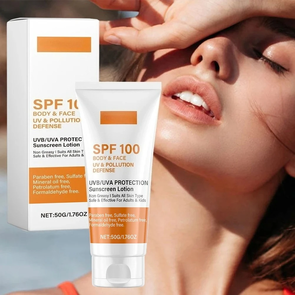 Face & Body Sunscreen Non-Greasy SPF 100+ Facial Sunblock UVA & UVB Protection Sunblocking Cream Anti Aging for Summer Beach thumbnail 3