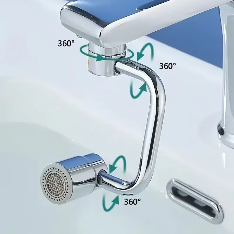 Kitchen faucet extender 1080 ° rotating stainless steel universal splash proof dual-mode bathroom sink accessory with adapter thumbnail 4