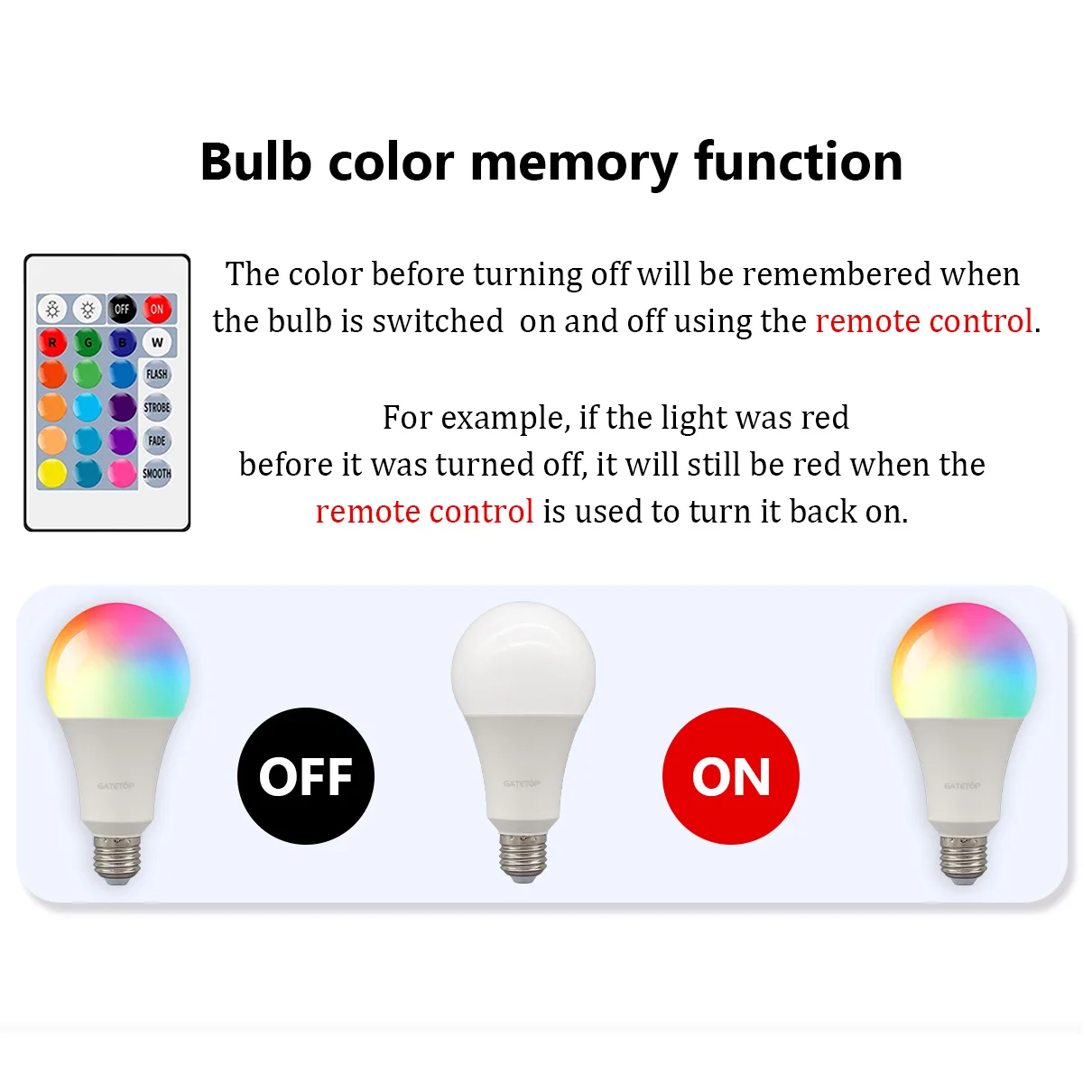 1-10PCS RGB LED Bulb Lamp 20W Super Bright 24 Key Remote Control Dimmable AC220V Colorful Change for Bedroom LivingRoom Home thumbnail 4