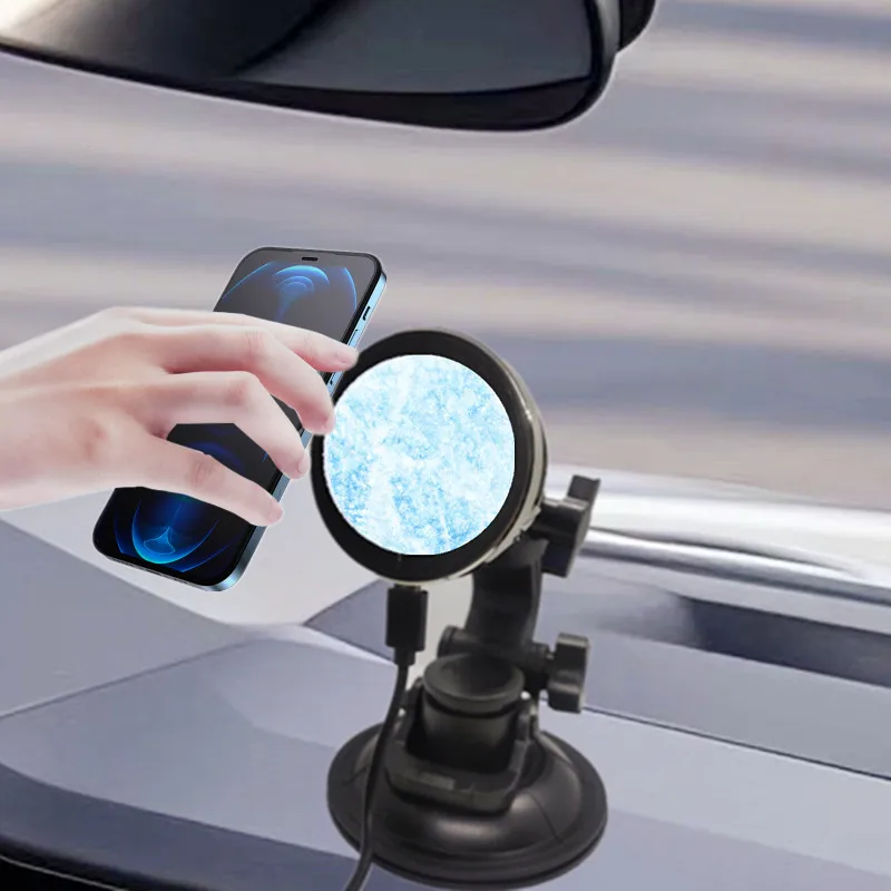 360° Rotation Sucker Magnetic Car Phone Holder With Cooling Phone Cooler Cooling Magsafe Wireless Cell Fan Support And Cooler thumbnail 2