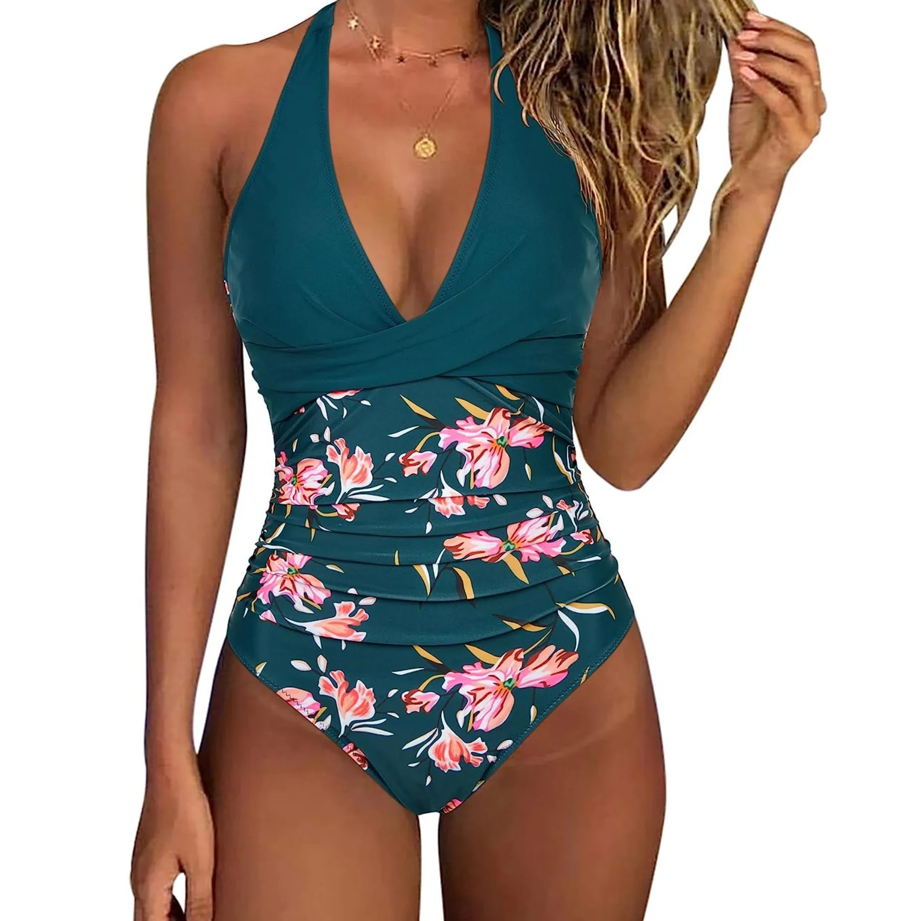 2025 Print One Piece Swimsuit Women Sexy Pleated Bathing Suit Leopard Printed Bodysuit Bikini Set Summer Fashion New Beachwear thumbnail 5
