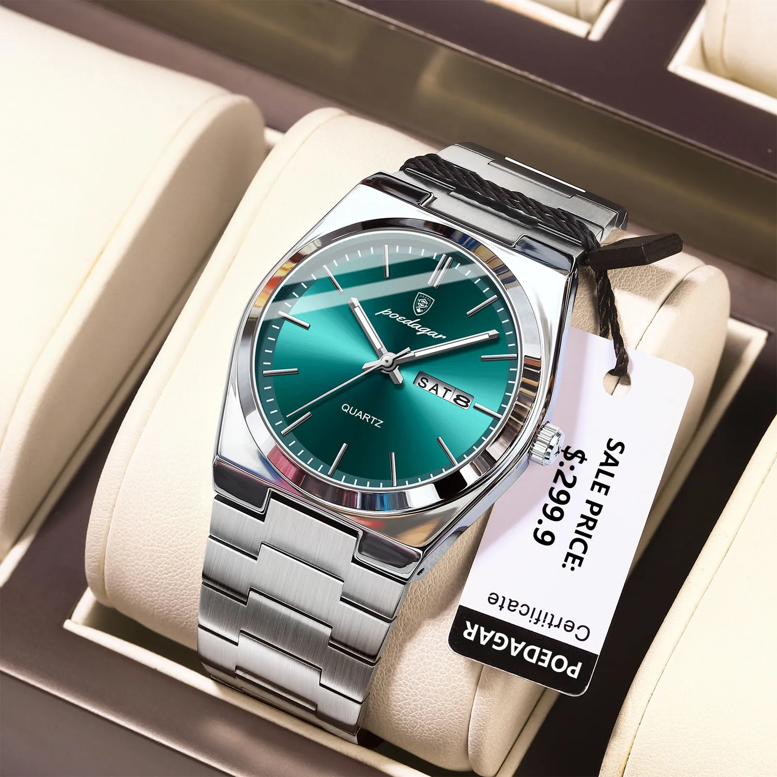 POEDAGAR Luxury Men's Watches Waterproof Luminous Date Week Men Watch Stainless Steel Casual Fashion Quartz Man Wristwatch Reloj thumbnail 2