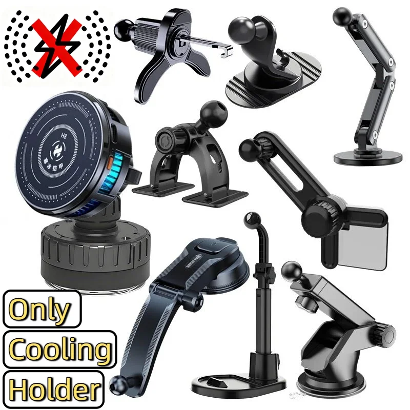Magnetic Semiconductor Cooling Car Phone Holder with Suction Cup RGB Ambient Lights Adjustment Compatible with Smartphone