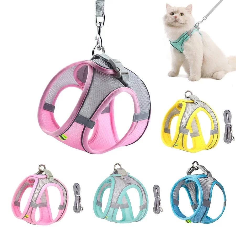 Dog Harness Leash Set for Small Dogs French Bulldog Chihuahua Pug Outdoor Walking Lead Leash Adjustable Puppy Cat Harness Vest thumbnail 2