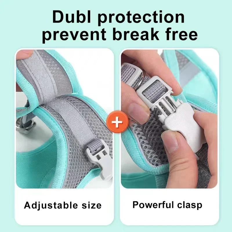 Dog Harness Leash Set for Small Dogs French Bulldog Chihuahua Pug Outdoor Walking Lead Leash Adjustable Puppy Cat Harness Vest thumbnail 4