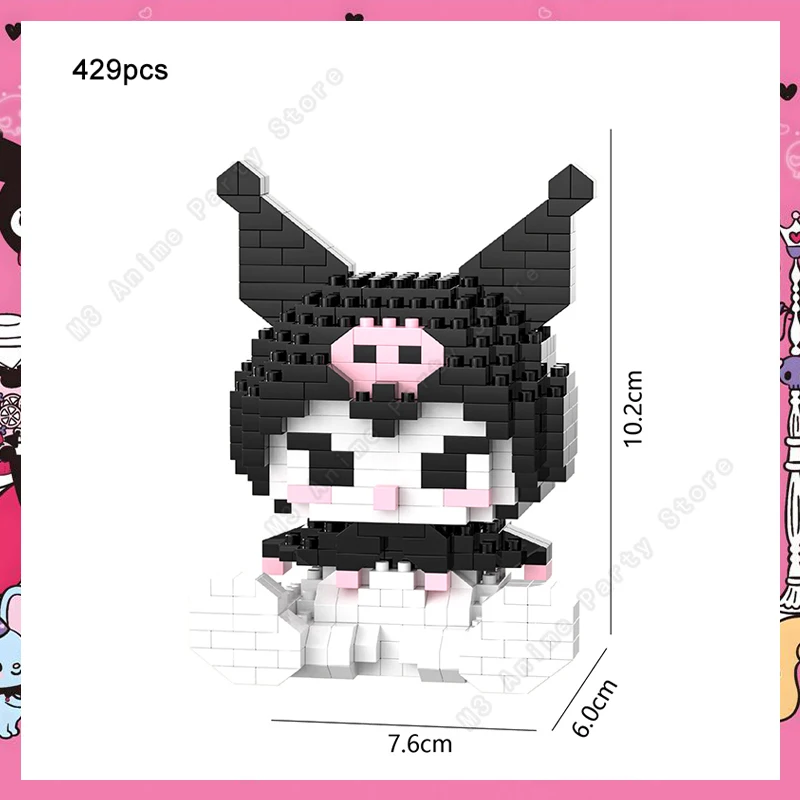 Sanrio Building Blocks Hello Kitty Bricks Kuromi Cinnamoroll Assembly Block Toys Cartoon Anime Figures Christmas Gift thumbnail 3