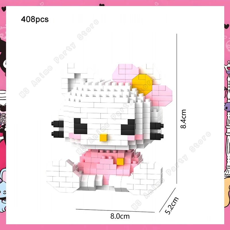 Sanrio Building Blocks Hello Kitty Bricks Kuromi Cinnamoroll Assembly Block Toys Cartoon Anime Figures Christmas Gift thumbnail 4