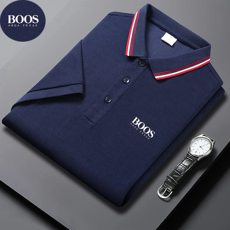 Embroidered Summer Ice Silk Polo Shirt T-Shirt New Half Sleeve Non-Marking Casual Business Thin Breathable Polo Shirt for Men thumbnail 5