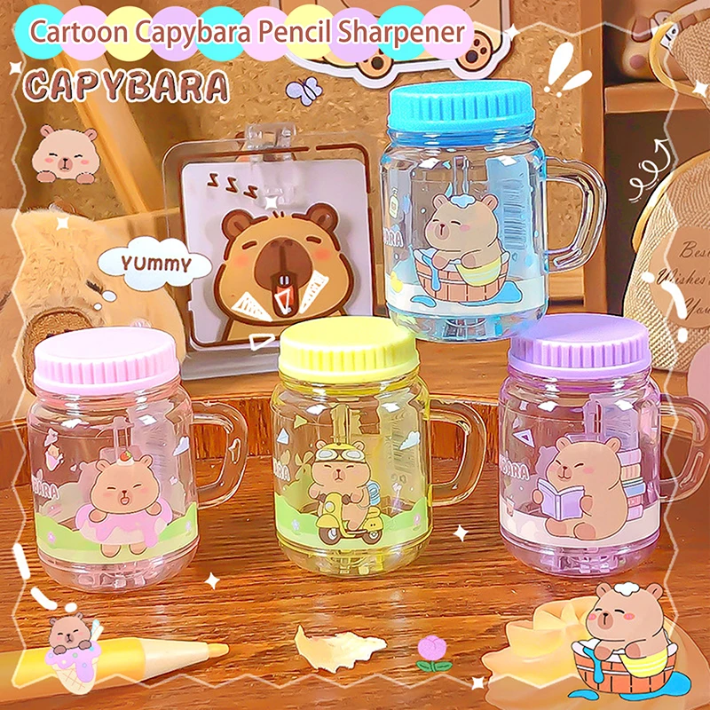 2Pcs Kawaii Portable Capybara Pencil Sharpener Creative Cartoon Pencil Sharpener Office School Supplies Student Stationery Gifts thumbnail 2