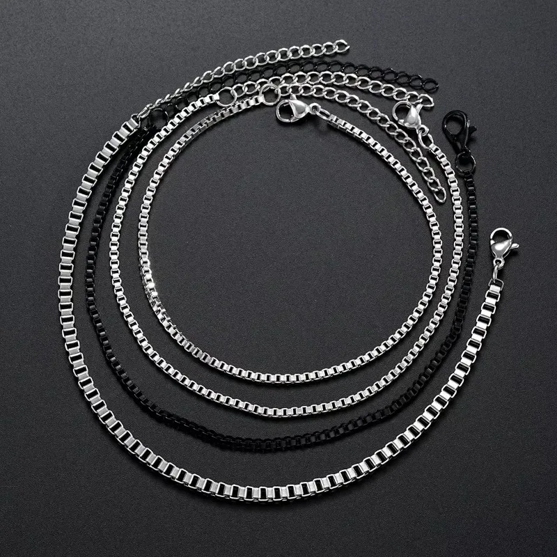 4Pcs/Set Stainless Steel Adjustable Box Chain Bracelets for Men Simple Vintage Silver Color Cuban Bangle Sets Party Jewelry Gift thumbnail 4