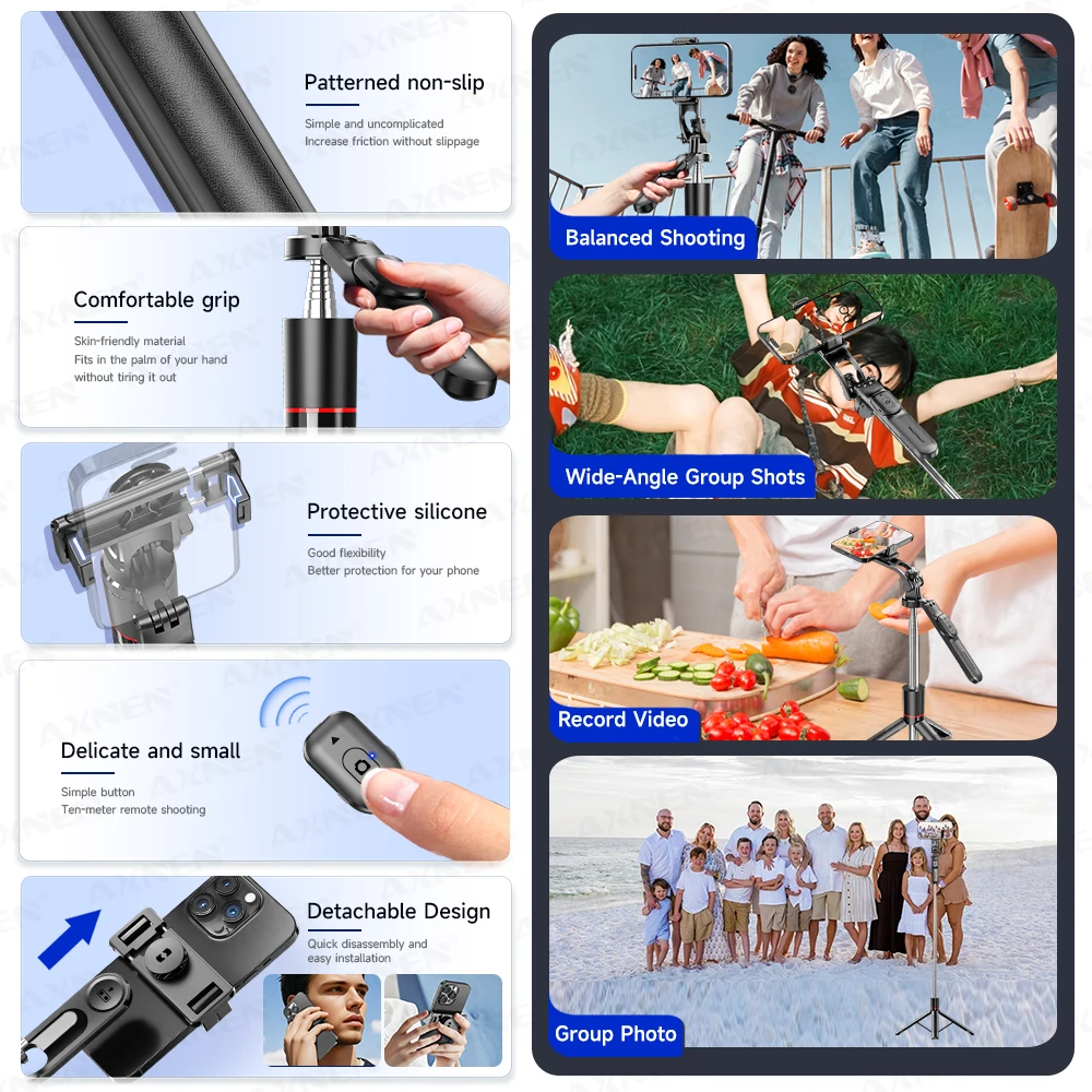 F16 Selfie Stick Tripod with 1708mm Long 8-Section Pole, Bluetooth Remote, 360° Rotation, 1/4 Interface, for Phone Camera Vlog thumbnail 6