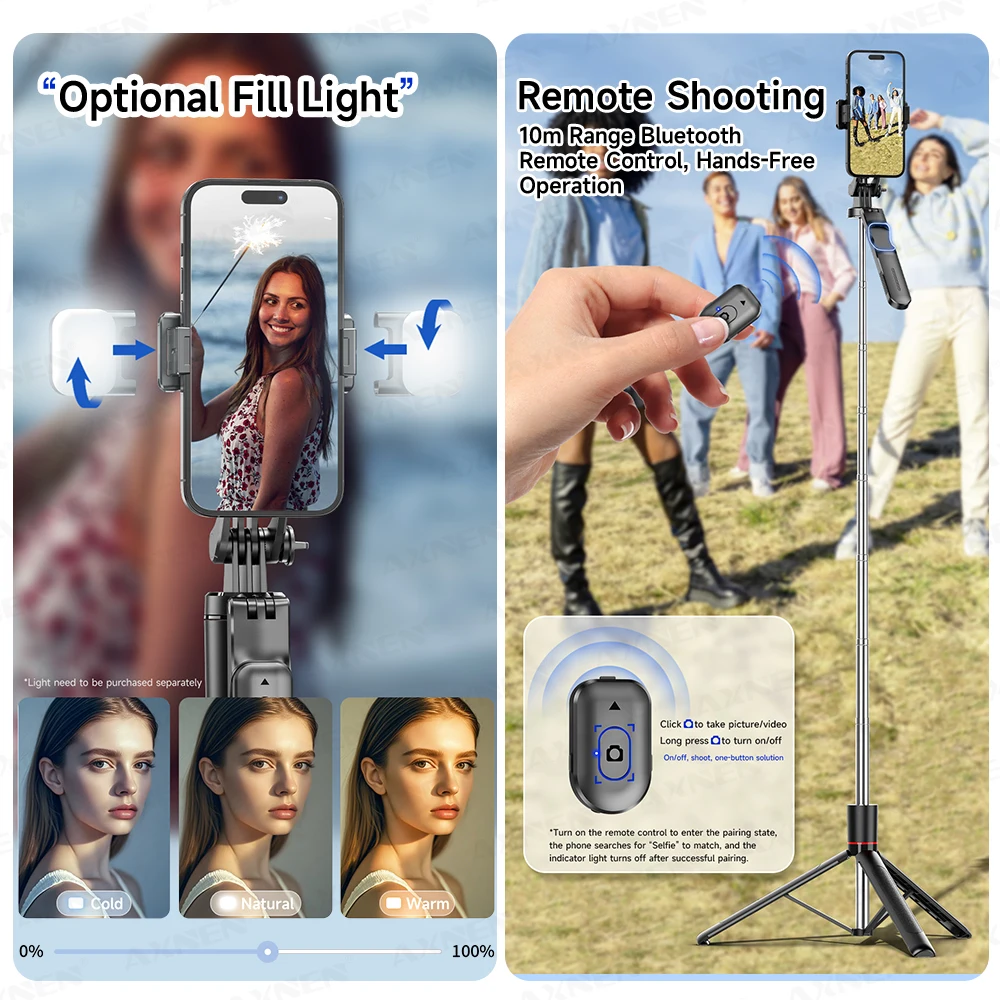 F16 Selfie Stick Tripod with 1708mm Long 8-Section Pole, Bluetooth Remote, 360° Rotation, 1/4 Interface, for Phone Camera Vlog thumbnail 5