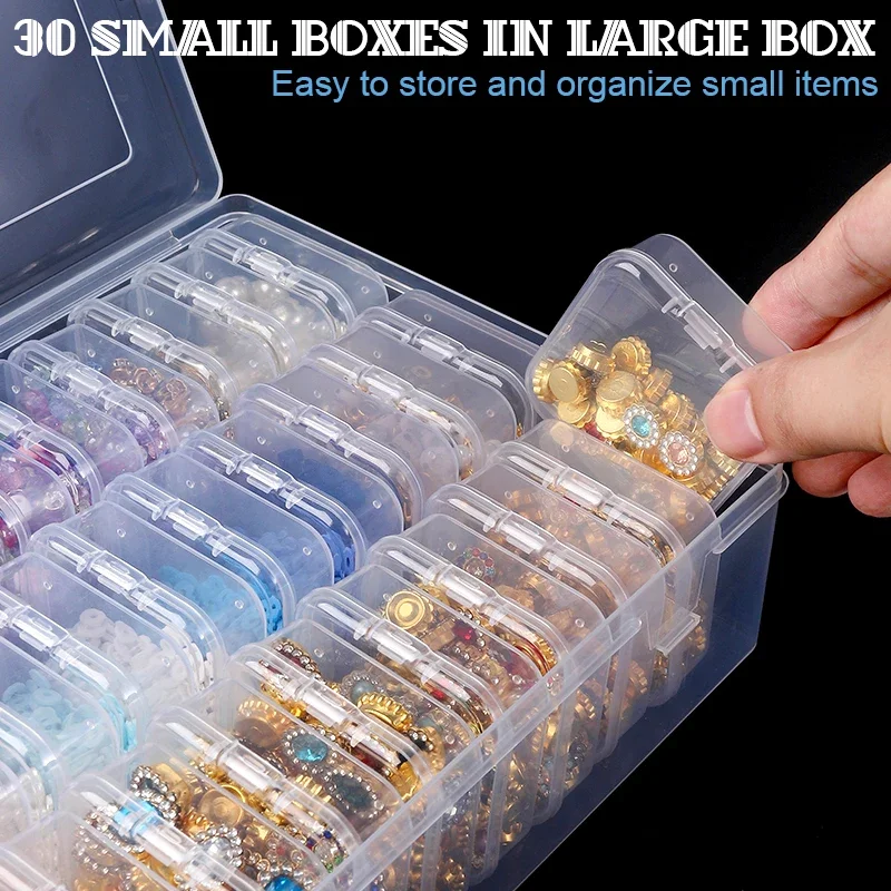 Plastic Organizer Box Small Bead Organizer Cases Mini Clear Bead Storage Container Box with Hinged Lid for DIY Jewelry Supply thumbnail 4