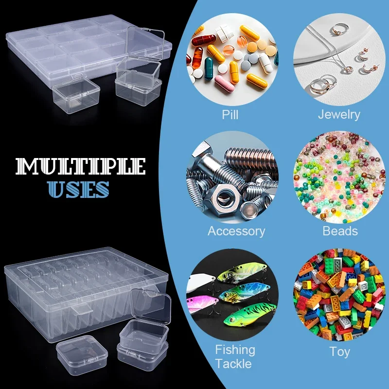 Plastic Organizer Box Small Bead Organizer Cases Mini Clear Bead Storage Container Box with Hinged Lid for DIY Jewelry Supply thumbnail 6