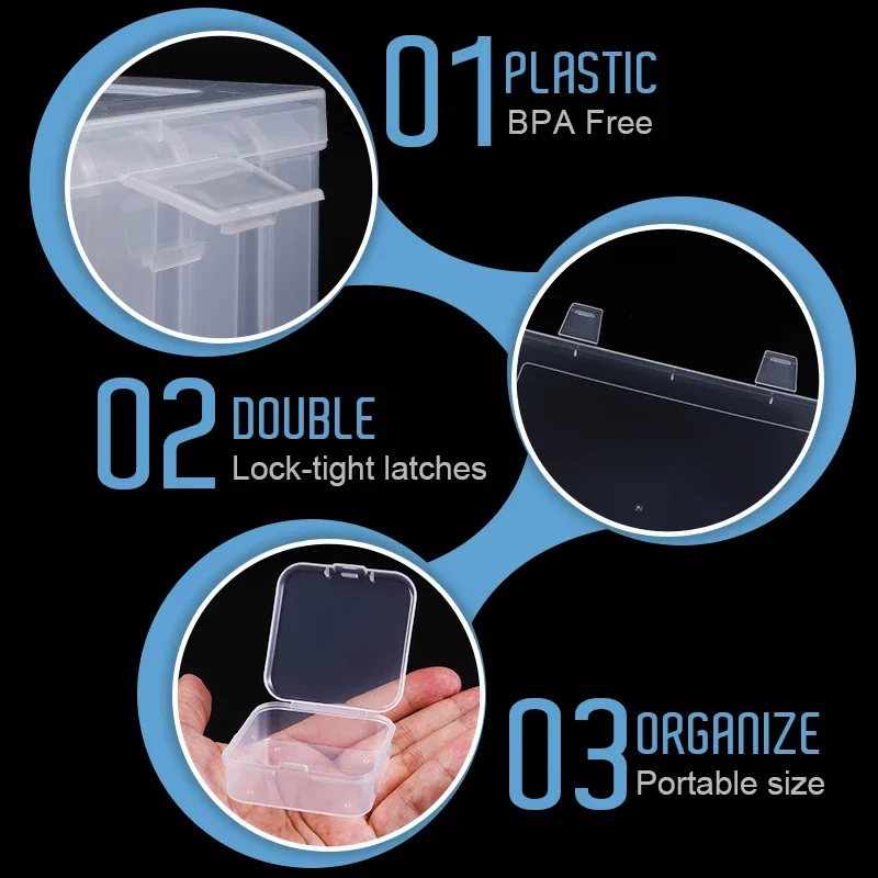 Plastic Organizer Box Small Bead Organizer Cases Mini Clear Bead Storage Container Box with Hinged Lid for DIY Jewelry Supply thumbnail 3