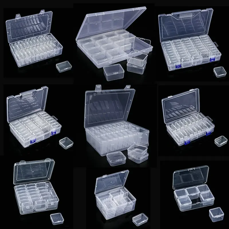 Plastic Organizer Box Small Bead Organizer Cases Mini Clear Bead Storage Container Box with Hinged Lid for DIY Jewelry Supply