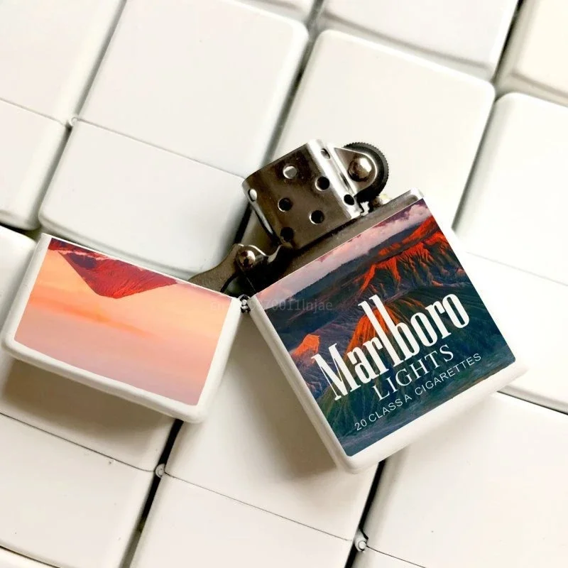 Marlboro Creative and Personalized Grinding Wheel Kerosene Lighter Gift Box World-famous Scenic Spots Men's Gift Wholesale thumbnail 3
