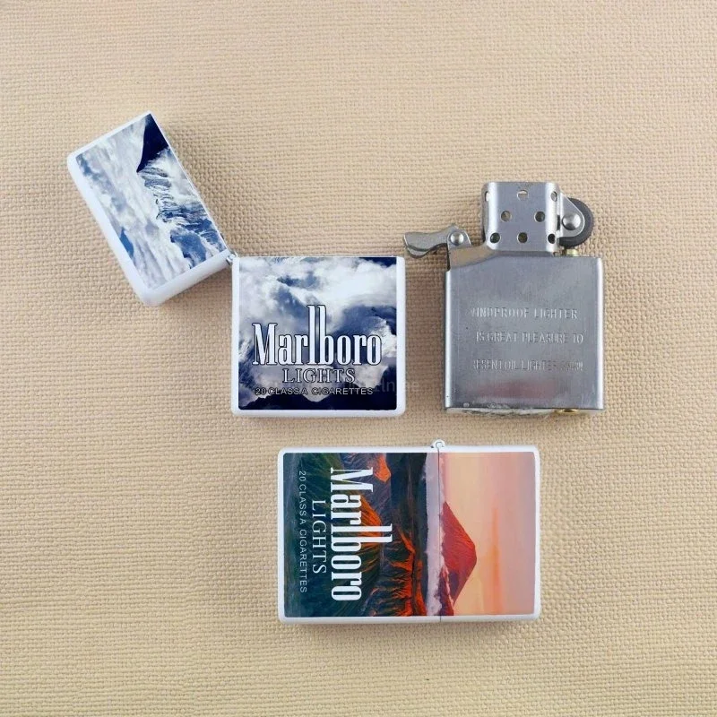 Marlboro Creative and Personalized Grinding Wheel Kerosene Lighter Gift Box World-famous Scenic Spots Men's Gift Wholesale thumbnail 4