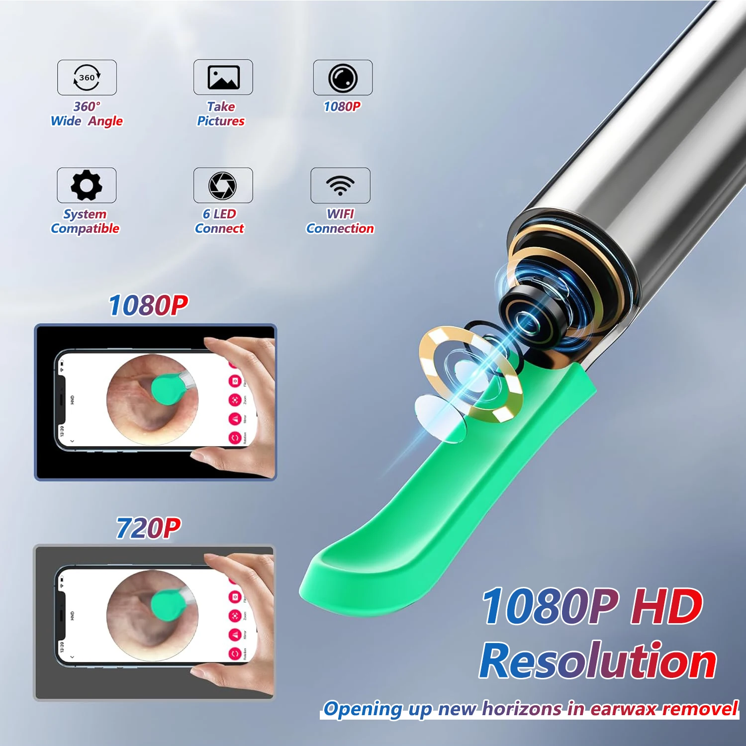 Smart Visual Ear Cleaner HD Ear Sticks Otoscope USB C Charging Endoscope Wax Removal Tool Earpick MIni Camera Health Care Set thumbnail 3