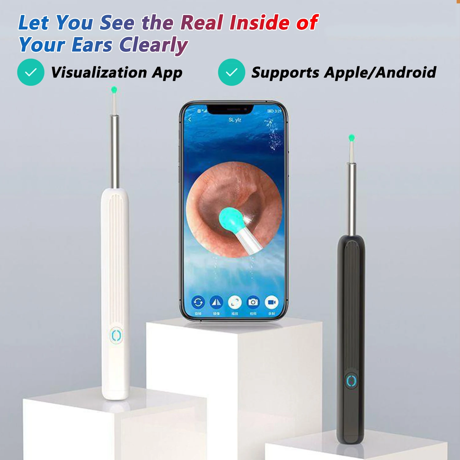 Smart Visual Ear Cleaner HD Ear Sticks Otoscope USB C Charging Endoscope Wax Removal Tool Earpick MIni Camera Health Care Set thumbnail 2