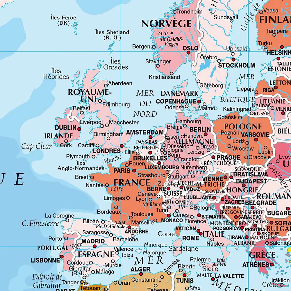 Wall Poster Map of The World French Language Polyester Vinyl Painting Office School Supplies Home Decoration Carte Monde thumbnail 5