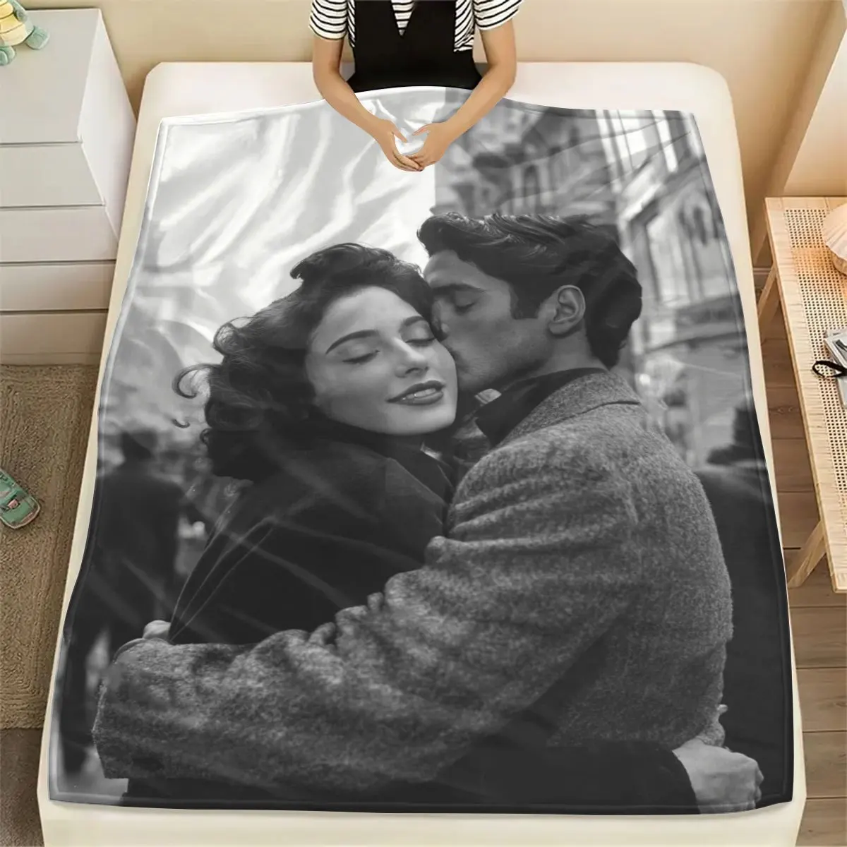 1 Piece of Custom DIY Personalized Photo Blanket for Your Loved One - Flannel Blanket with Personalized Photo, Soft and Warm, Suitable for Sofa, Bed, Office, Car, and Outdoor Travel - a Gift for Men and Women Suitable for All Seasons thumbnail 4