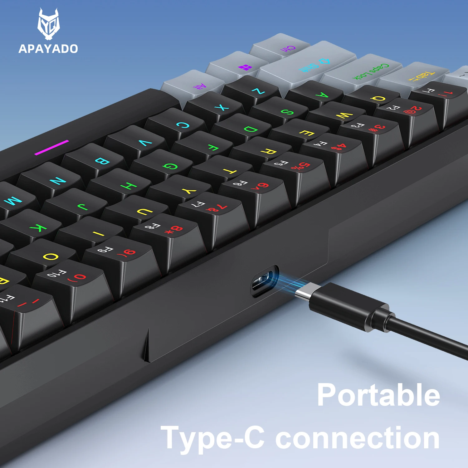 APAYADO K61 Mini Mechanical Keyboard,Wired,61 Keys,Phantom RGB, Black/White Red/Blue Mechanical Switch for Gaming,60% Portable thumbnail 5