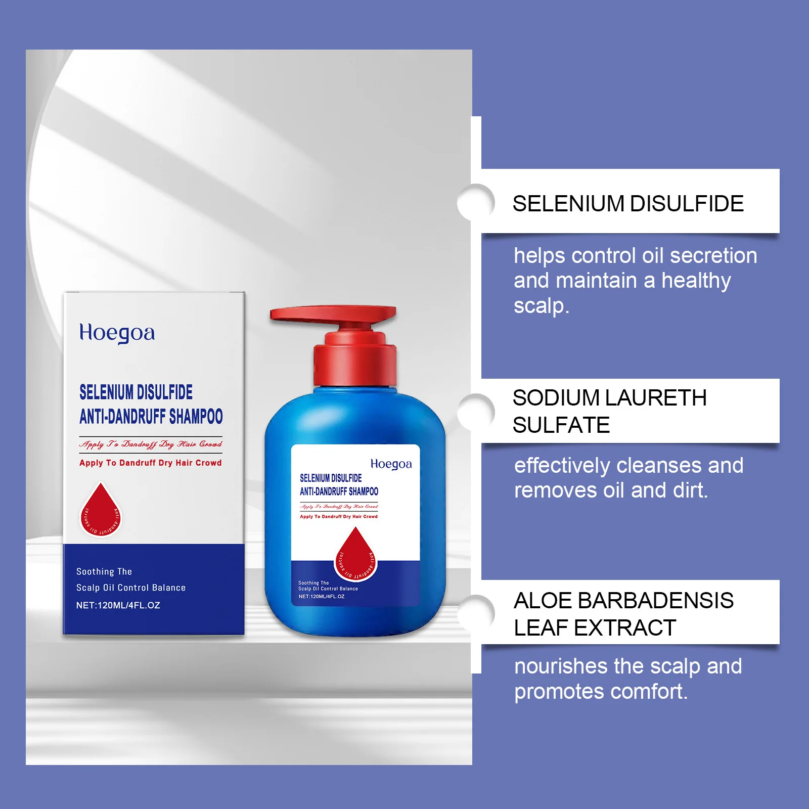 120ml Selenium Sulfide Shampoo Deep Cleansing Remove Dandruff Itchy Balance Oil Nourishing Restoration Hair Color Shampoo thumbnail 3