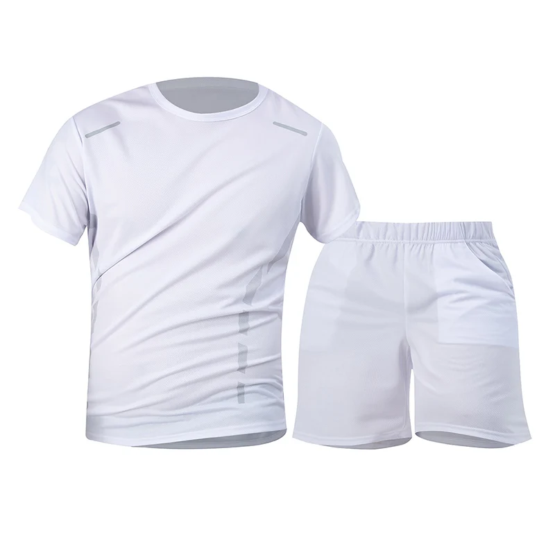 2-Piece Men's Summer Quick drying Sports Suit Loose And Breathable Short Sleeved T-shirt Running And Fitness Black Pocket Shorts thumbnail 4