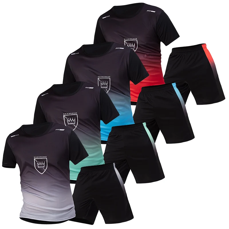 2-Piece Men's Summer Quick drying Sports Suit Loose And Breathable Short Sleeved T-shirt Running And Fitness Black Pocket Shorts thumbnail 6