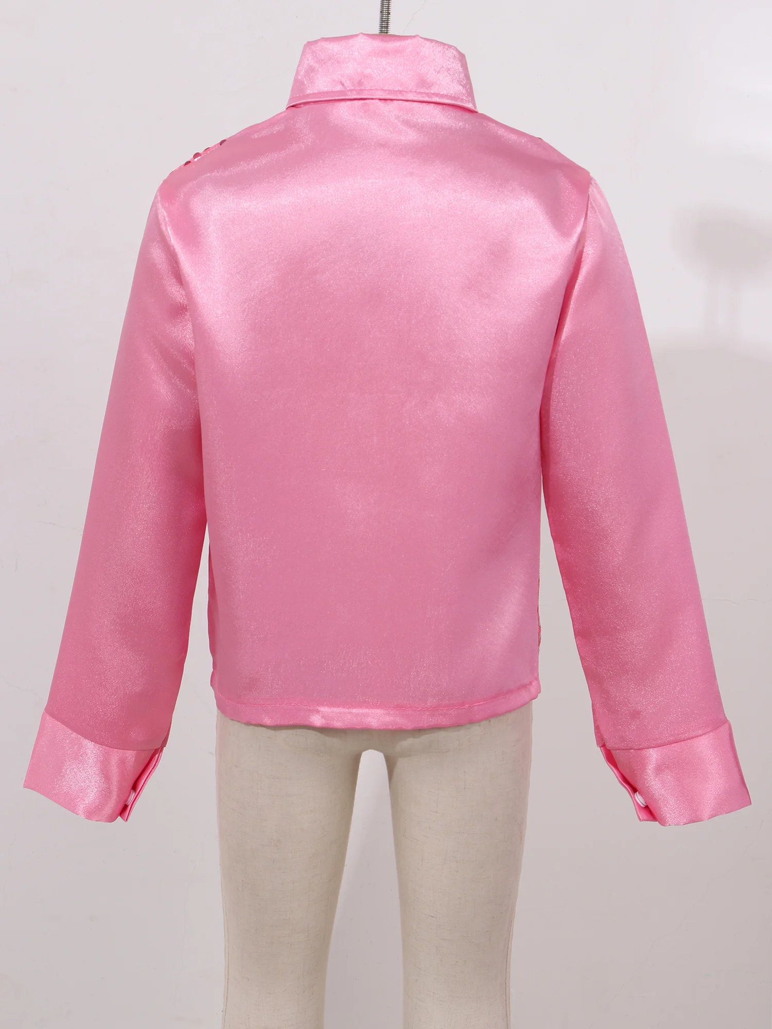 Kids Boys Shiny Sequins Shirts Modern Jazz Dance Costumes Long Sleeve Lapel Hip-hop Dance Stage Performance Street Dance Wear thumbnail 3