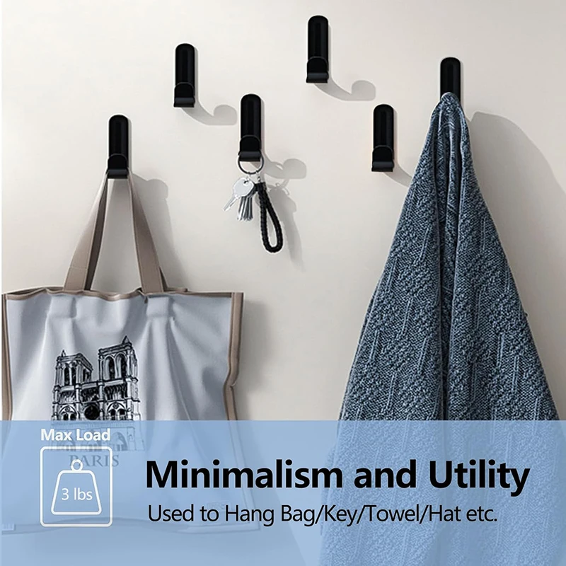 5PCS Aluminum Alloy Wall Mounted Non Perforated Hook Strong Adhesive Clothes Hook for Bathroom Kitchen behind Door Metal Hook thumbnail 6