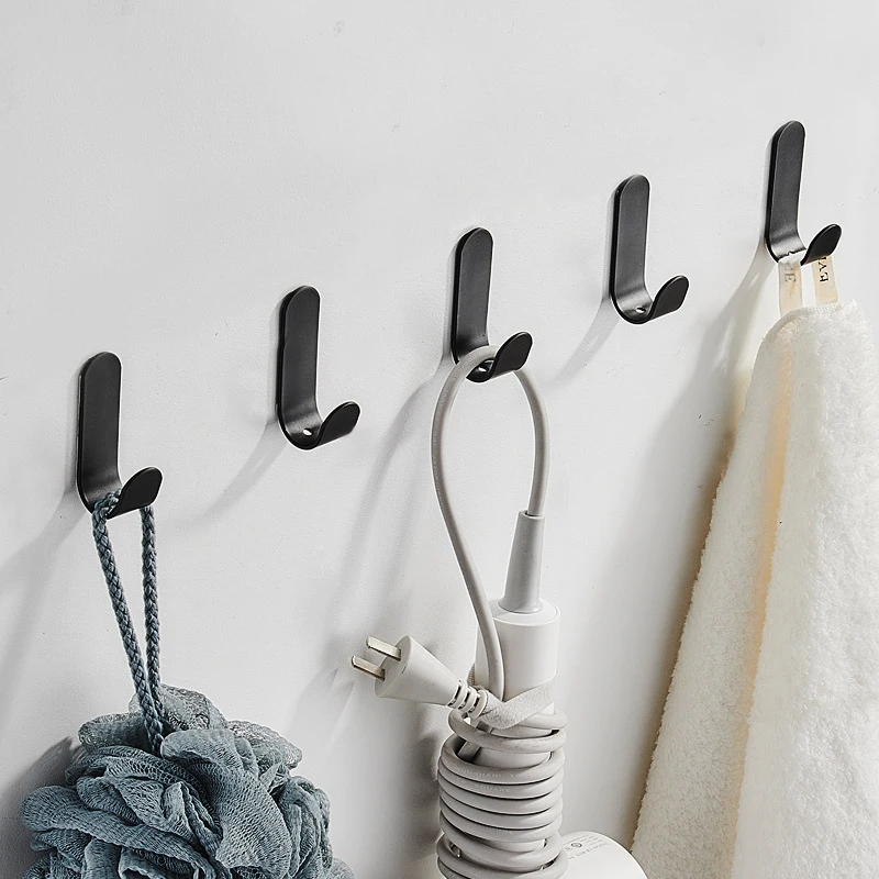 5PCS Aluminum Alloy Wall Mounted Non Perforated Hook Strong Adhesive Clothes Hook for Bathroom Kitchen behind Door Metal Hook thumbnail 4