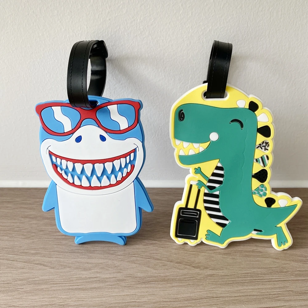 1pc/2pcs Travel Cute Dinosaur Luggage Tag Pendant Luggage Anti Loss Signage Pendant Funny Shark Bag Pendant unisex gift