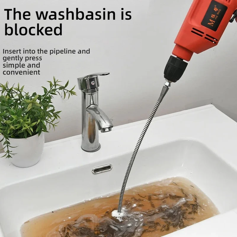 1/1.5/2.5/3.5/5 Meter Drain Cleaner 10mm Dia Pipe Spring Anti-Rust Sewer Sink Basin Pipeline Clogged Remover Cleaning Tool thumbnail 2