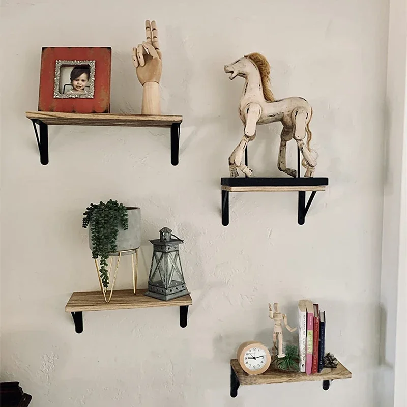 Wooden Floating Wall Shelves Bathroom Hanging Racks Shelf  Storage Kitchen Organizer Furnitures Living Room Display Stand Holder thumbnail 4