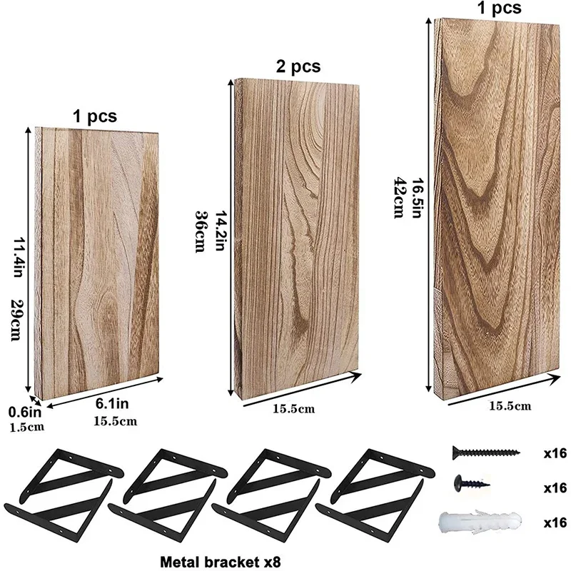 Wooden Floating Wall Shelves Bathroom Hanging Racks Shelf  Storage Kitchen Organizer Furnitures Living Room Display Stand Holder thumbnail 3
